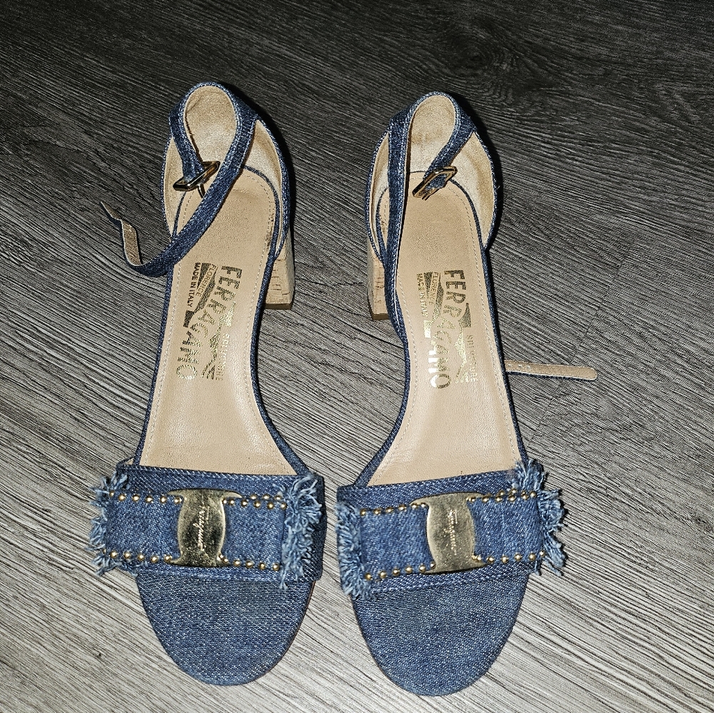 Ferragamo Denim Sandals size 5.5